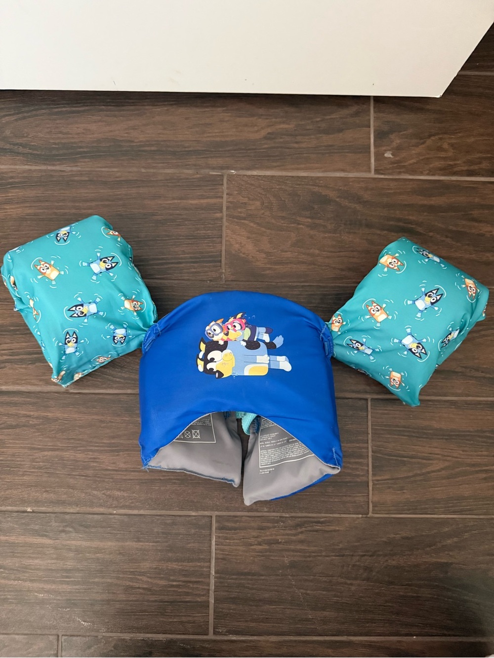 Kids Bluey Swim Puddle Jumper Vest with Teal Arm Floaties